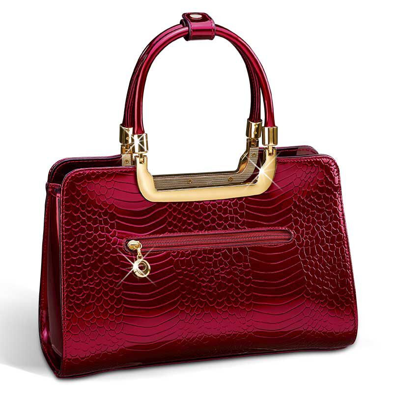 O-T Ruby Red Genuine Leather Handbag