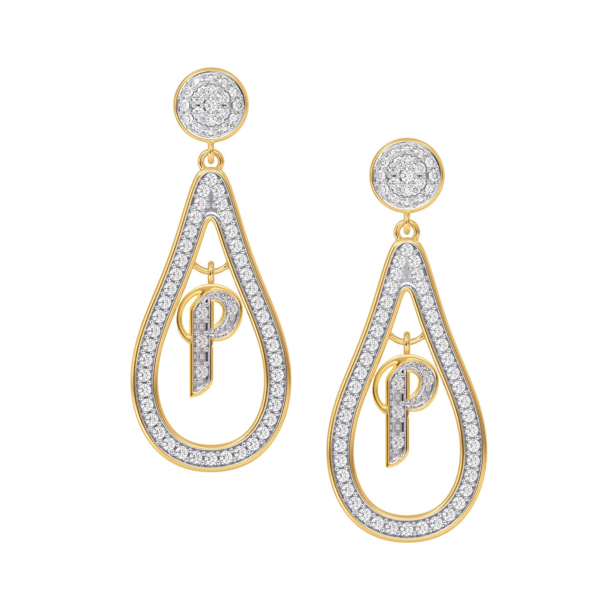 Jewelry Women's Earrings 14k White Gold 0.003 ct Diamond Initial C Button,  7 mm | eBay