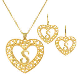 Golden Initial Pendant and Earring Set 10948 0012 s initial