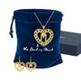 Golden Initial Pendant and Earring Set 10948 0012 g gift box pouch