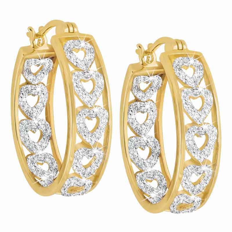 Diamond Hearts Hoop Earrings