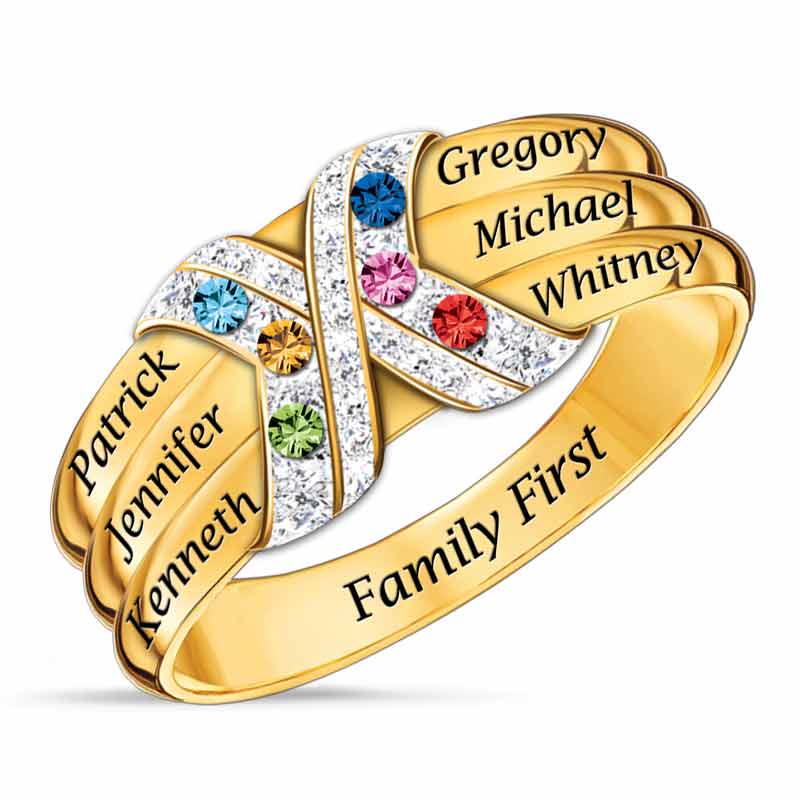 The Family Birthstone Kiss Ring