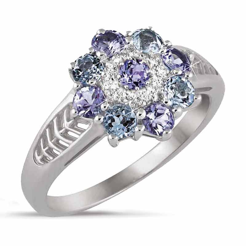 Tanzanite & Aquamarine Flower Ring