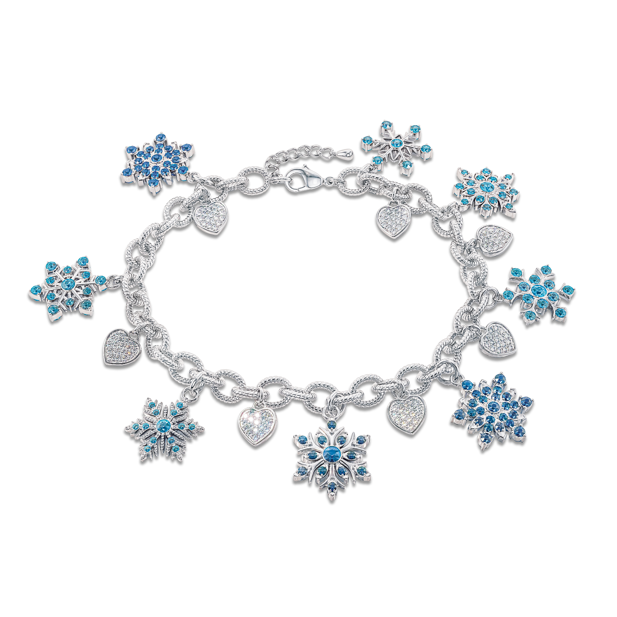 Frozen Winter CZ Snowflake Bracelet Sterling Silver - Eleganzia Jewelry