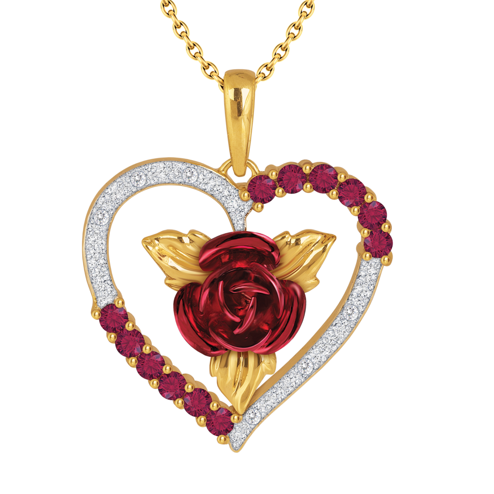 Dengmore Valentine's Day Women Rose Necklace Charm Rose Flower
